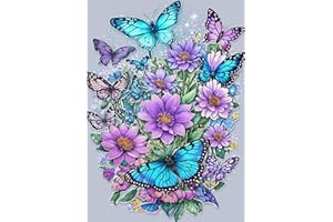 WUSARPLY Butterfly Stamped Cross Stitch Kits - Flowers Needlepoint Counted Cross Stitch Kits for Beginners Adults Patterns Dimensions Needlecrafts Embroidery Kits Arts and Crafts