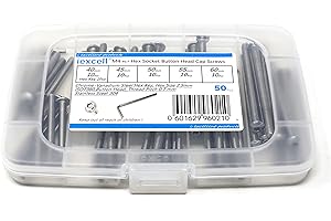 iexcell 50 Pcs M4 x 40/45/50/55/60 Stainless Steel 304 Hex Socket Button Head Cap Screws Bolts Assortment Kit
