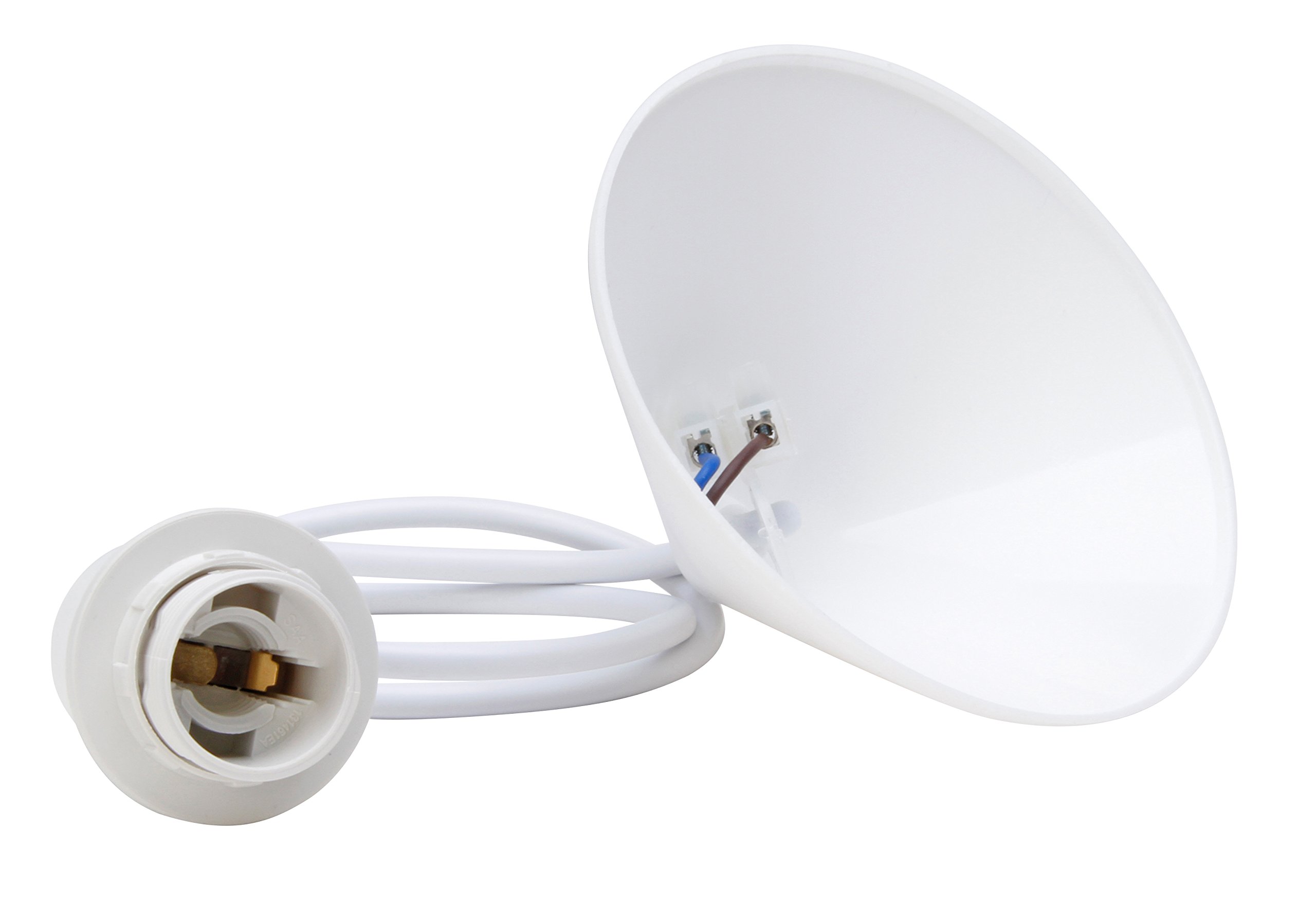 Kopp Cord Pendant for Lampshades, 11 cm Ceiling Canopy with Strain Relief and Approx. 217001049 55 cm Cable H03VV-F2 x 0.75 mm2 Insulated Socket E14 with Umbrella Support Ring White