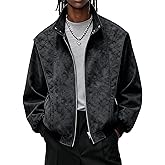 Bakyarder Men’s Faux Suede Leather Jackets Oversized Fall Coat Unisex Zip Up Bomber Open Front Outerwear