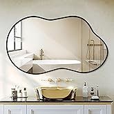 Dorlicecass Irregular Wall Mirror - Wall Mirrors Decorative 20"x36" Black Asymmetrical Mirror Tempered Glass Aviation Aluminum Alloy Frame for Bathroom, Bedroom, Living Room, Cloakroom, Entryway