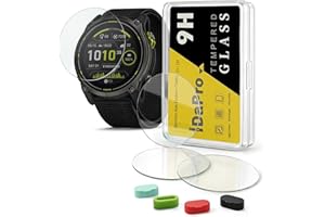 iDaPro [4+4Pack Screen Protector for Garmin Enduro 3 Ultraperformance GPS with Silicone Anti-dust Plugs,9H Tempered Glass Protection Kit in Reusable Storage Case,Anti-Scratch,Bubble-Free Installation
