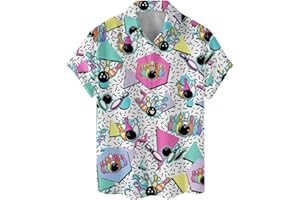 ACEPRINTS Funny Colorful Hawaiian Shirt for Men Mens Casual Animals Mens Hawaiian Shirts Short Sleeve Button Down Shirt Men