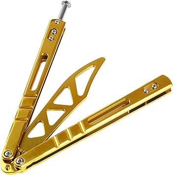 Amazon Csgo折りたたみ戦術トレーナー練習バタフライナイフ 刃なし お送りします ねじ回し ゴールド色 No Brand フォールディングナイフ