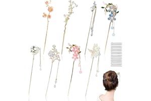JIEYUMAO Chinese Hair Sticks, 8Pcs Metal Hair Chopsticks with Black Hairpins, 8 Styles Retro Hairs Chopsticks for Women, Vint