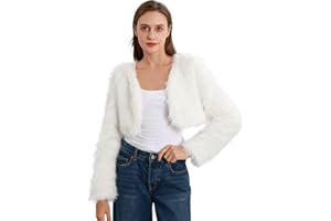 Xintianji Women Fur Coat Long Sleeve Cropped Cardigan Winter Fleece Jackets