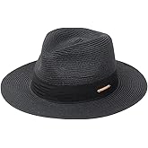 Cmprvgd Women Panama Sun Straw Hat Fedora Travel Wide Brim Packable Summer Beach Hats UPF 50+