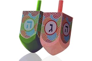 IZZY 'N' DIZZY Hanukkah Dreidels - Extra Large Multi Colored Wooden Dreidel - 2 Pack