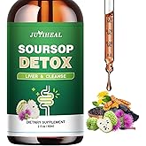 JUYIHEAL 17-in-1 Soursop Detox Liquid Drop, 1900MG Soursop Bitters Liquid with Activated Charcoal, Zeolite & Bentonite Clay, Chlorella, Prebiotics for Toxin Detox Cleanse Immune Boost