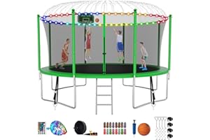 SKYUP Tranpoline 1500LBS 16 15 14 12 10 8 FT Tranpoline for 7-10 Kids and Adults, Windproof Outdoor Tranpoline with Enclosure Net, Basketball Hoop, Easy to Install & Last Long - ASTM Approved