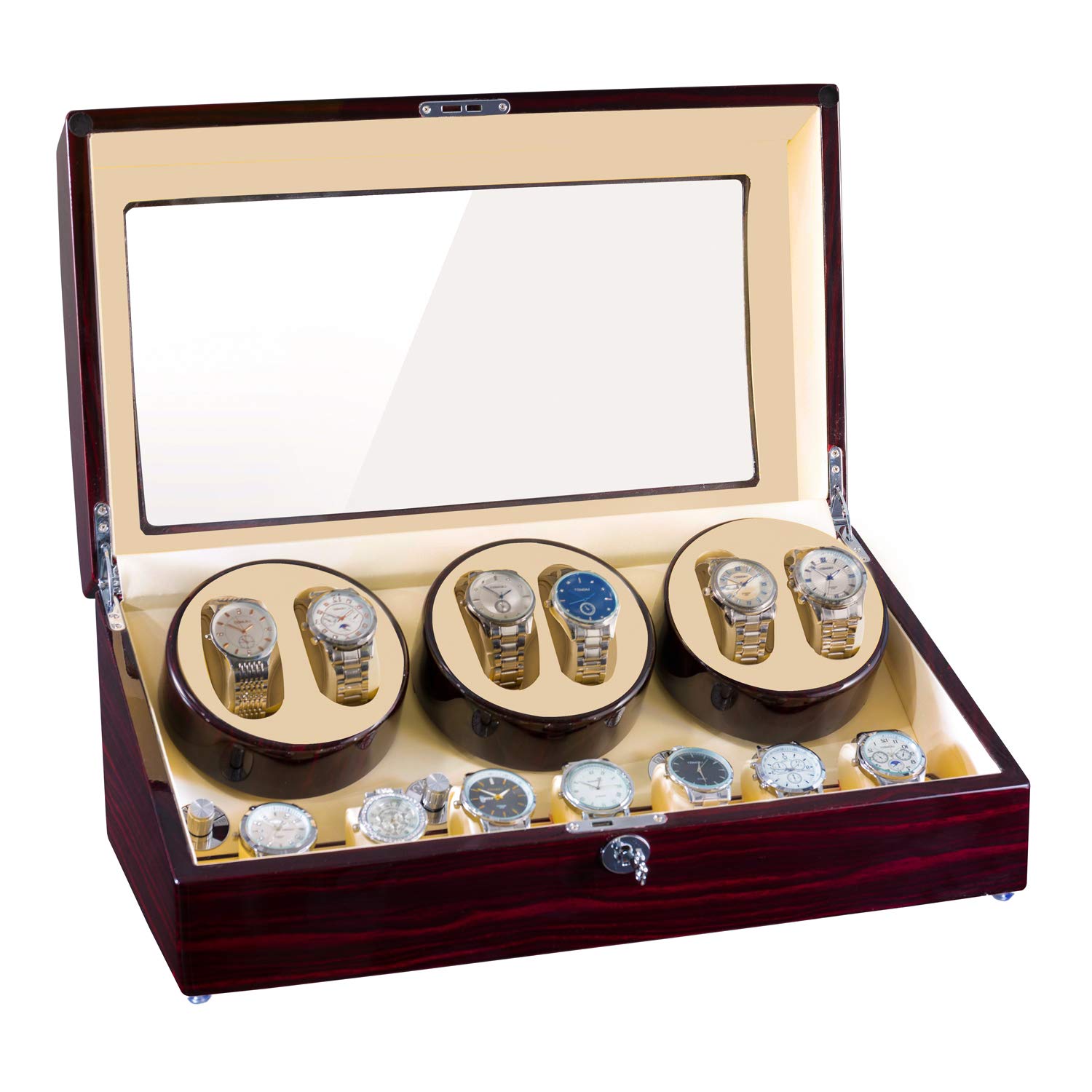 JQUEEN Six Watch Winders 7 Storages with Three Quiet Mabuchi Motors