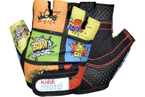 Kiddimoto Kids Cycling Gloves| Anti-Slip Kids Bike Gloves for Boys and Girls| Fingerless Kids Mountain Bike Gloves for BMX, MTB Riding, Gymnastics, Scooters, Skateboard, Rollerblade.