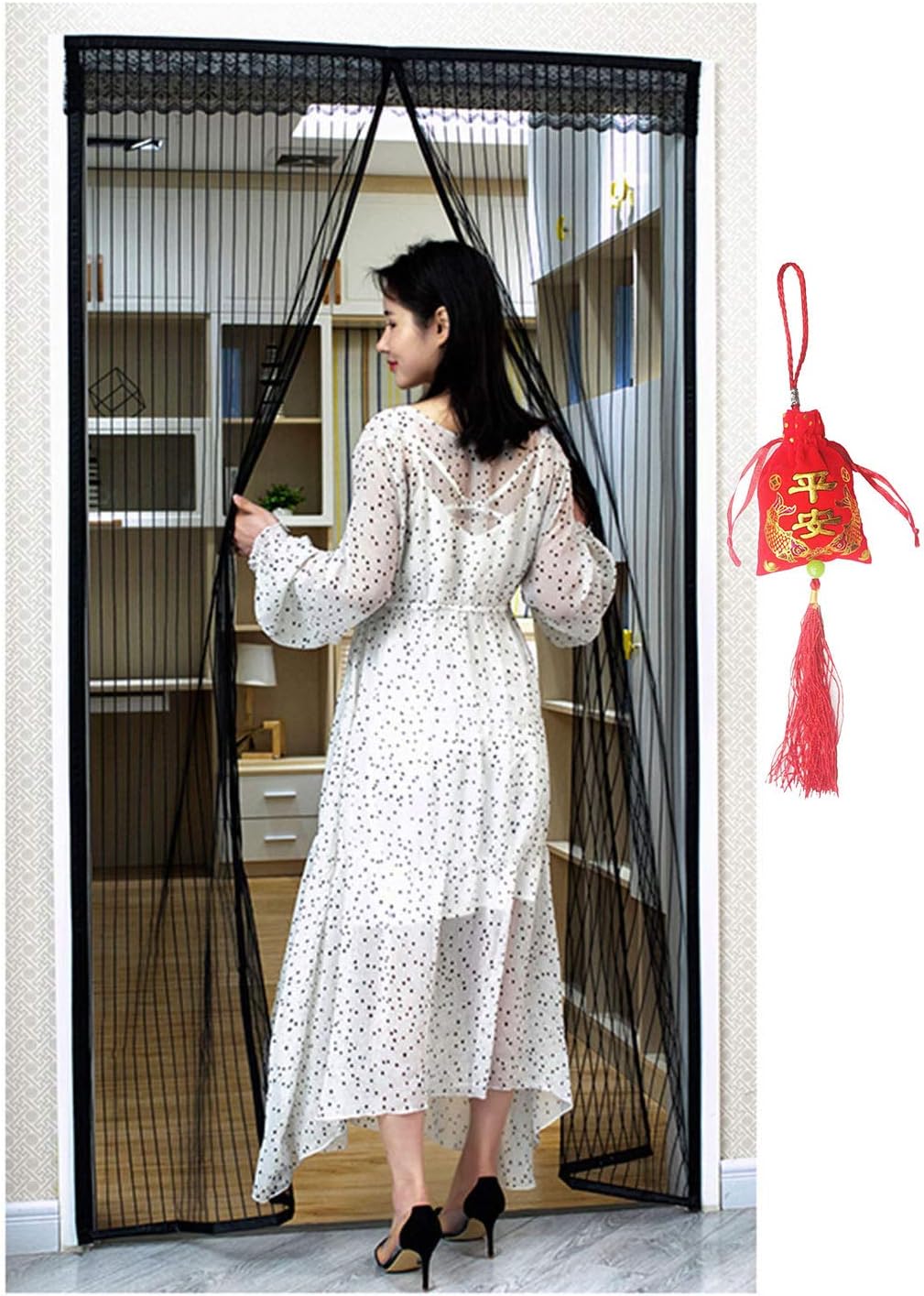 Factory Sell Black Magnetic Screen Door Heavy Duty Reinforced Mesh & Full Frame Hook&Loop Fits Doors Up to 34"x 82" Comes with a 12 Month Warranty