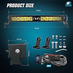 Nilight LED Light Bar 14inch 11LED Single Row Spot