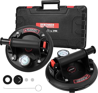 DEWINNER 2 Pack 8'' Vacuum Suction Cup with Pressure Gauge Heavy Duty