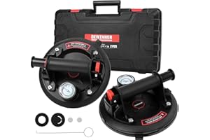 DEWINNER 2-Pack 8" Glass Suction Cups with Pressure Gauge - Heavy Duty Glass Lifter with 660 lbs Load Capacity for Auto Winds