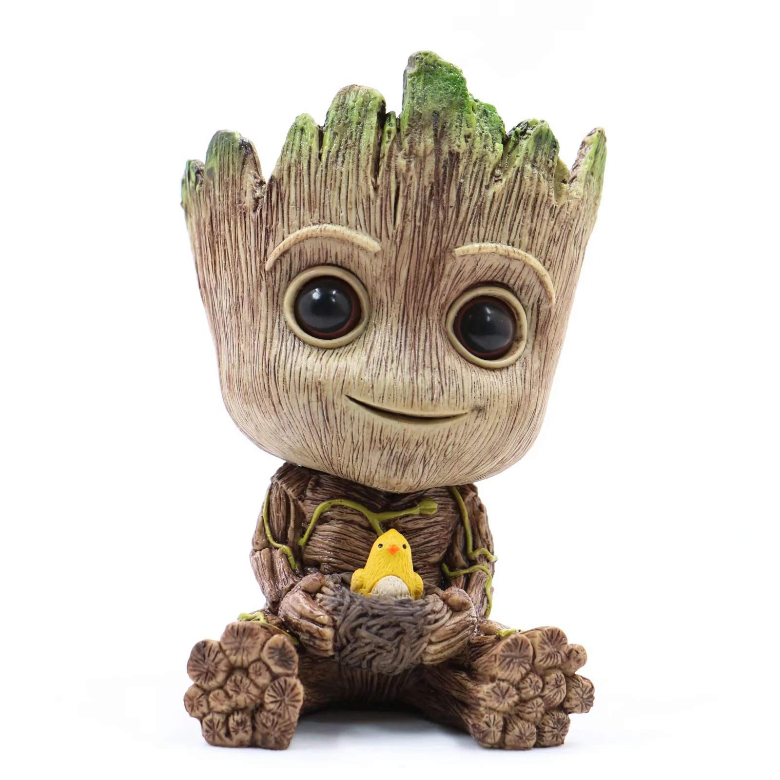 LJG Groot Plant Pot Cute Baby Groot Pen Pot Flowerpot Flower Pot Green Plants Flower Pot (bird)