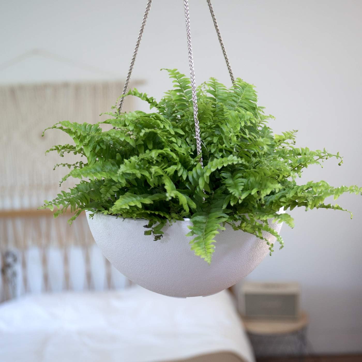 White Hanging Planter Basket - 10 Inch Indoor Outdoor Flower Pots, Plant Containers with Drainage Hole, Plant Pot for Hanging Plants, Pack 2: Garden & Outdoor