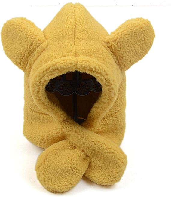 Amazon Co Jp 子供の帽子冬の厚いぬいぐるみイヤーマフオールインワン男の子と女の子外国人の性格ベビーハットキュートで超かわいい4 10年 50 53cm 黄色 服 ファッション小物