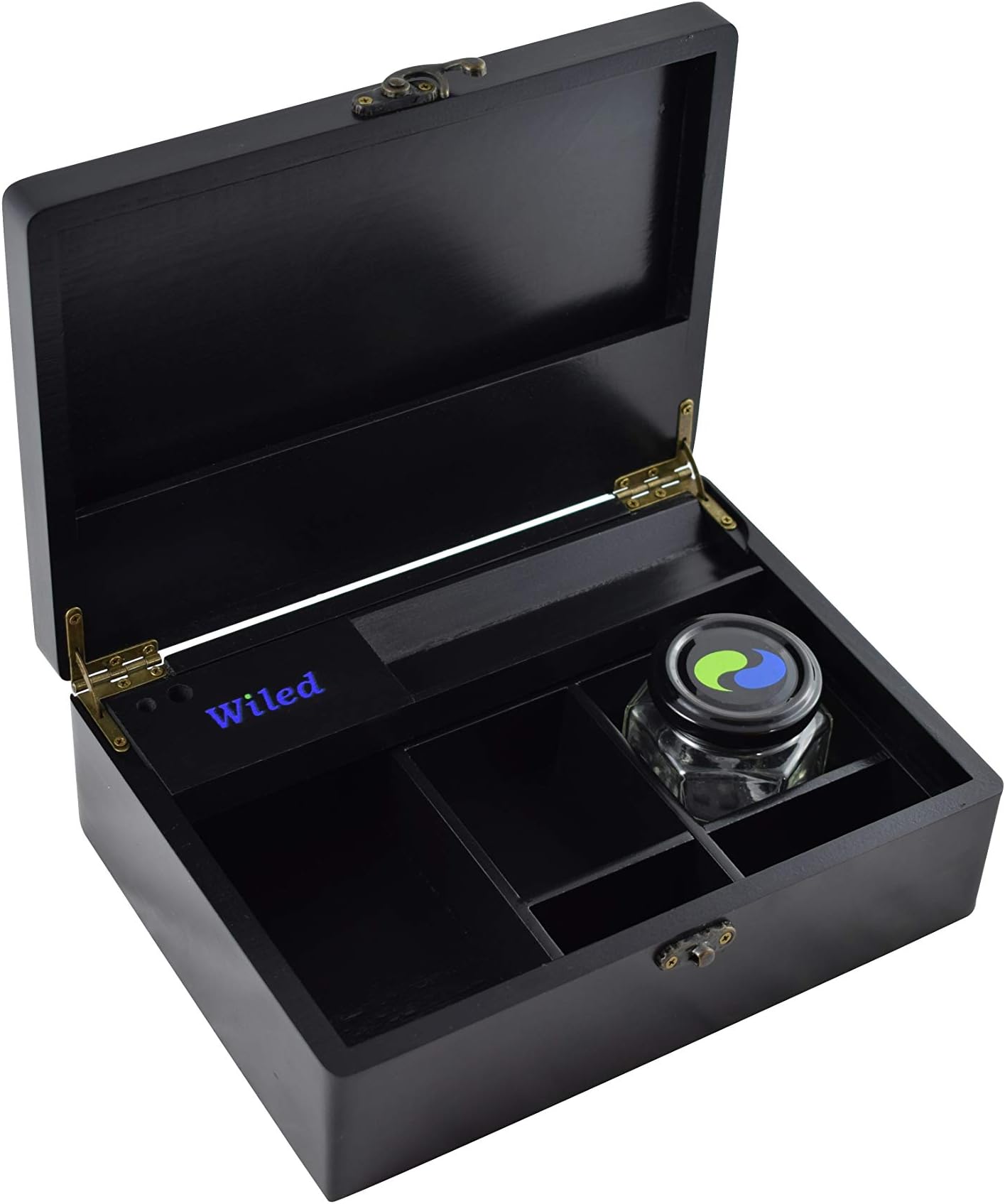 Wiled Stash Rolling Box - Storage for Tobacco, Herbs and Smoking Accessories with Rolling Tray and Airtight Smellproof Glass Container