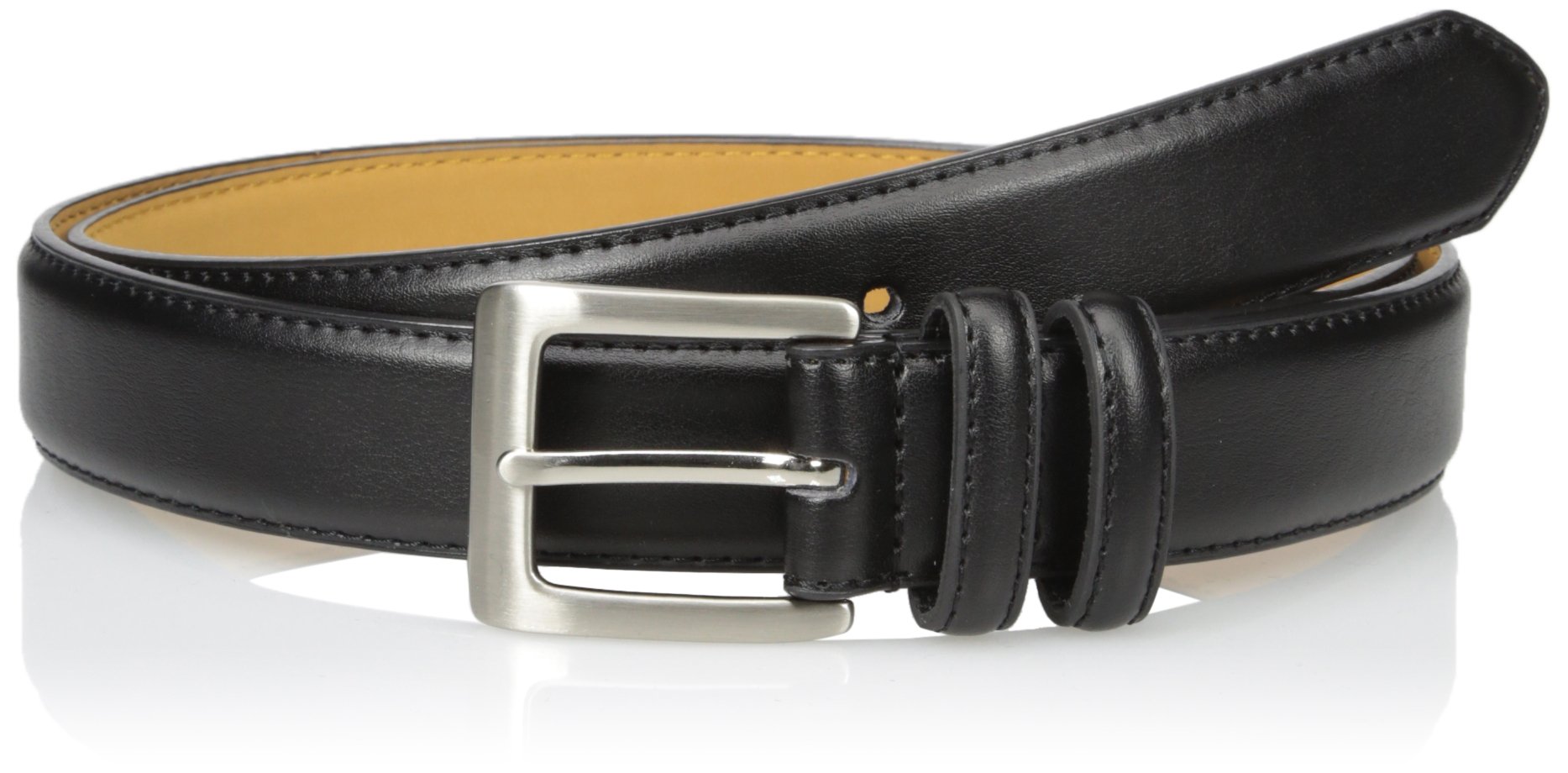 CTM Men's Basic Leather Dress Belt - 1.125 Inch Wide Black Belt With Silver Buckle, Size 34 - View #9