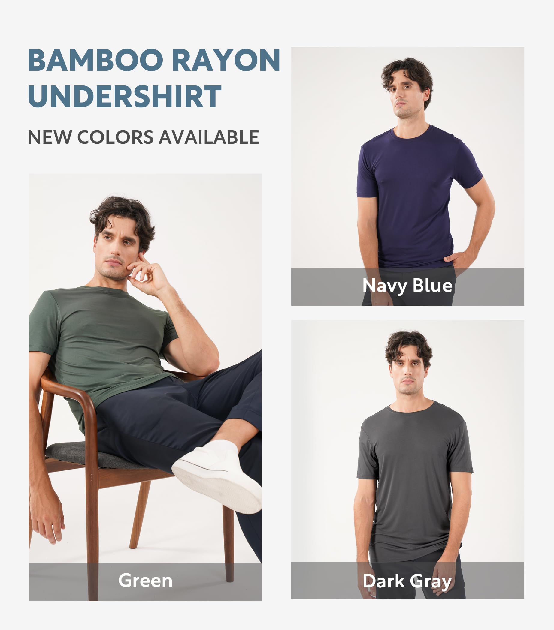 DAVID ARCHY Atmungsaktives Unterhemd Herren Slim Fit Weich Kurzarm Shirt Basic T-Shirt, 3er Pack 5