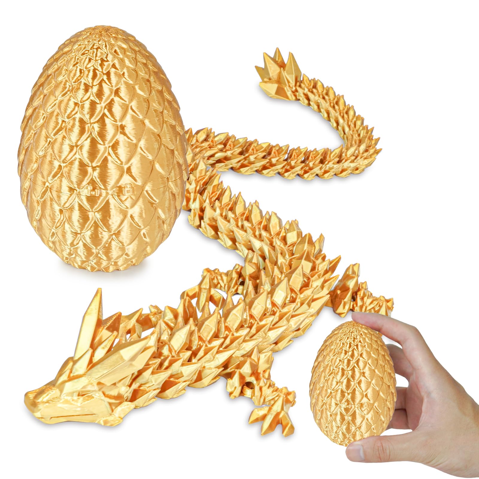 Surprise Dragon Egg with Dragon Inside – Gifts for Kids and Adults, 3D Printed Fidget Toy, Ideal for Christmas, Easter, Birthdays, Fun Desk Décor and Stress Relief(Gold, Small) — image 1