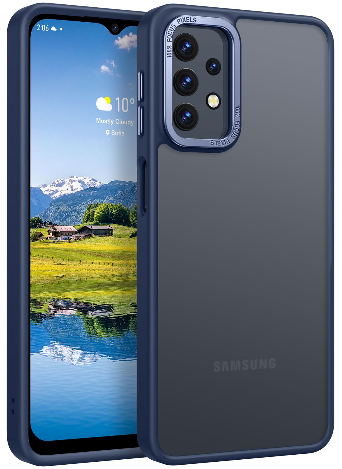 Rayboen for Samsung Galaxy A32 5G Case, Translucent Frosted Skin Feel Anti-Scratch Hard PC Back Soft Silicone Edge, Protective Shockproof Slim Fit Phone Cover for Samsung A32 5G, Matte Blue