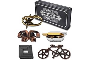 NORDISTRICT 5 Pieces Brain Teasers Puzzles, Metal Cast Puzzle Games Toys, 3D Highly Difficult Adult Puzzles, IQ Logic Test Disentanglement Games for Teens, Puzzle Switch Games School Supplies(Key Puzzle)