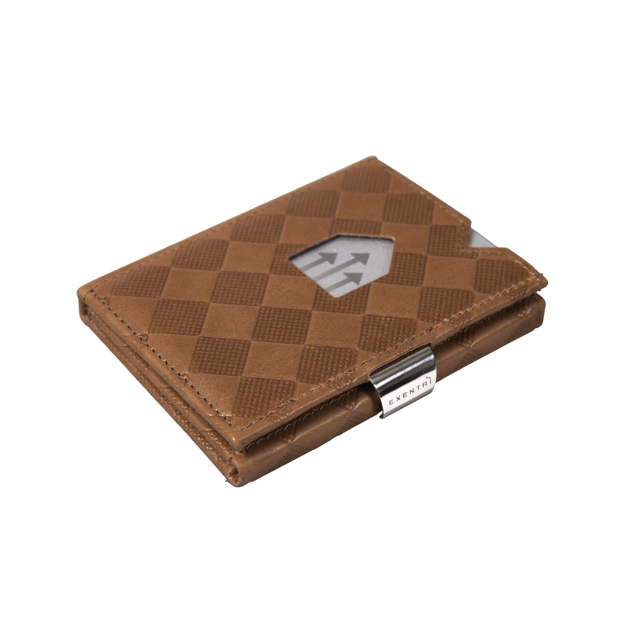 EXENTRI Leather Wallet with RFID Block, Sand Chess