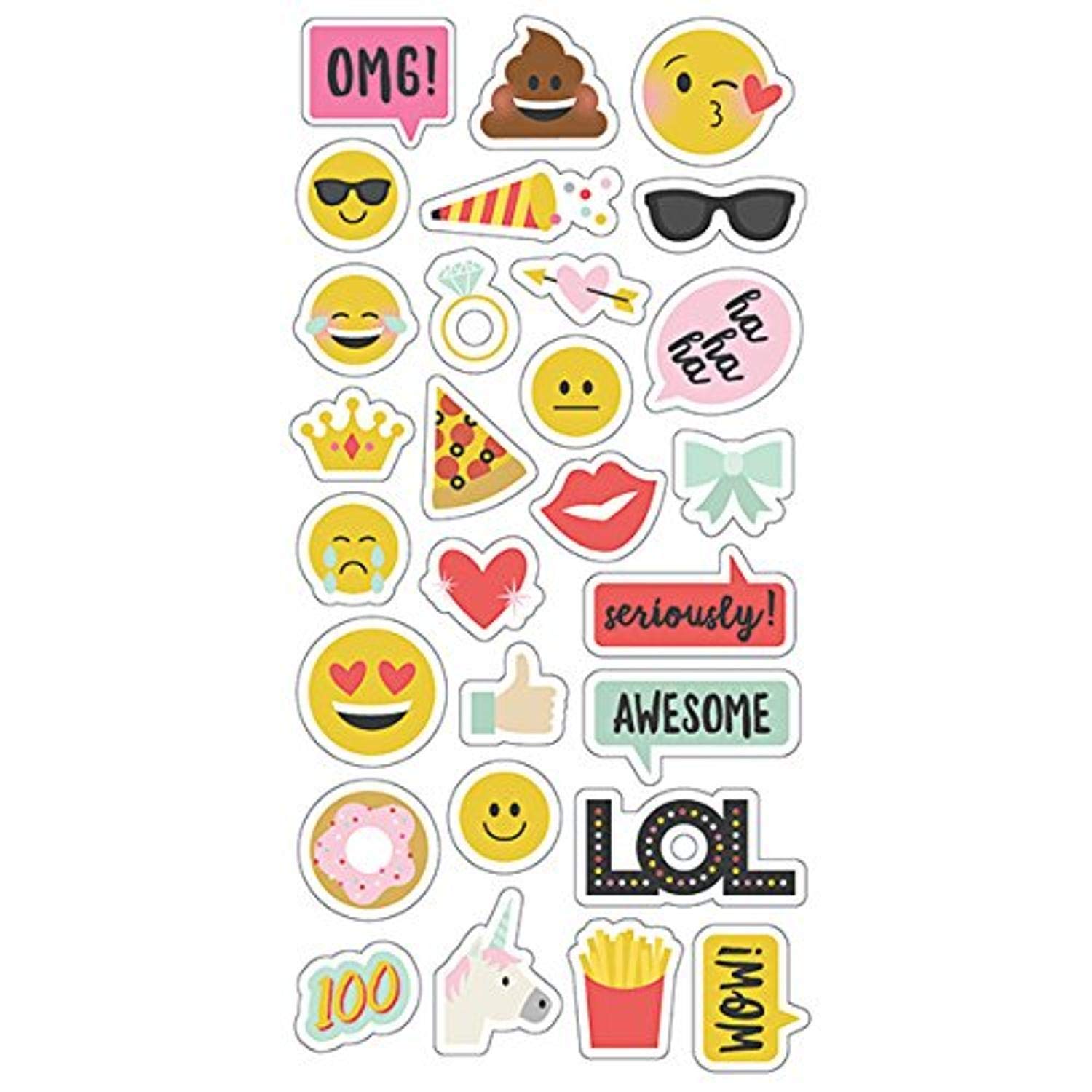 Simple Stories Emoji Love 6x12 Chipboard, Paper, Multicoloured, 32.3 x 16 x 0.1 cm