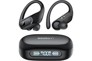 occiam Wireless Earbuds Bluetooth Headphones 96hrs Playback Sport Ear Buds Earphones Over Ear Deep Bass with Earhooks Microphone for Working Out Running Gym TV Listening (Black)