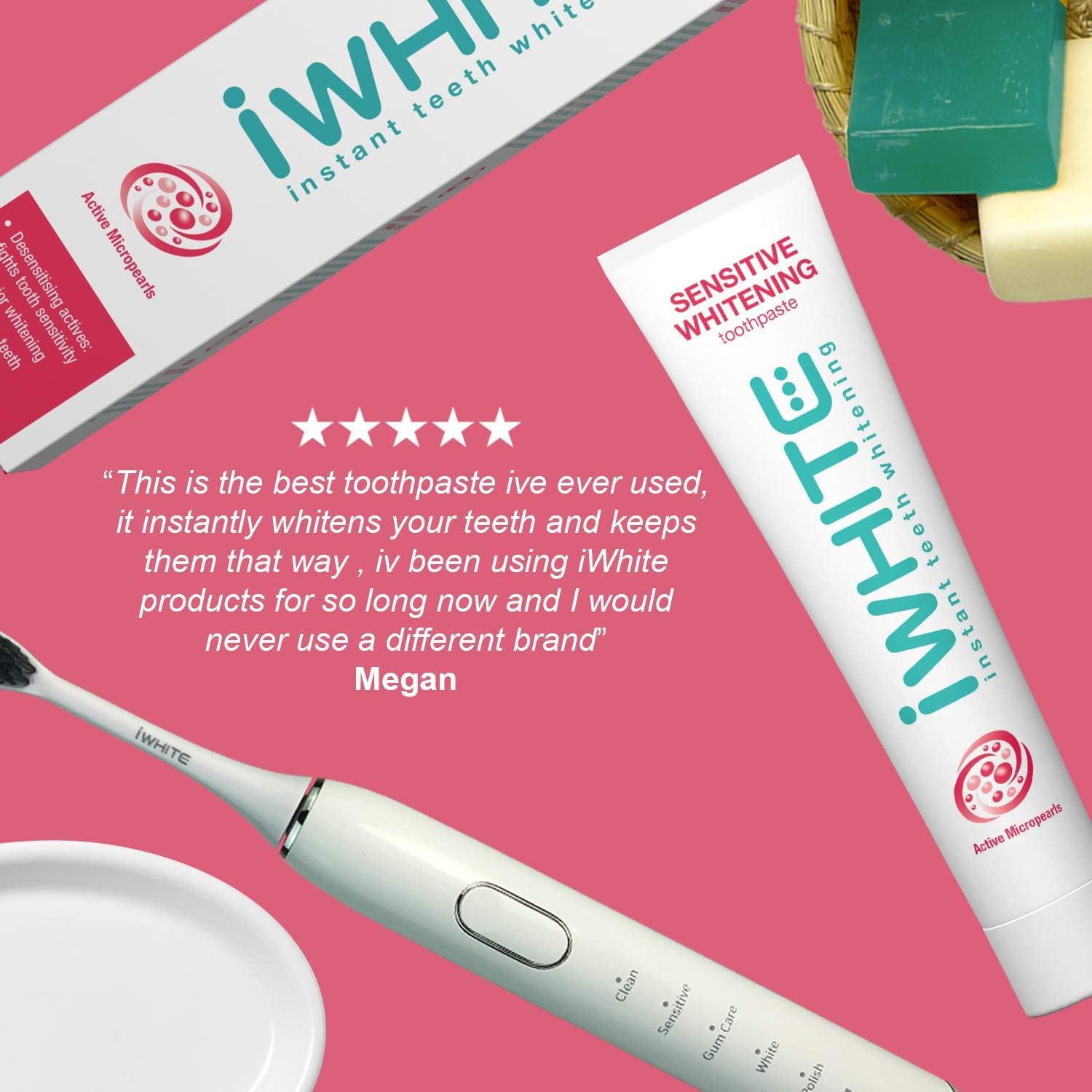 iWhite Sensitive Whitening Toothpaste, Active Whitening for Sensitive Teeth, Fights Stains & Restores Enamel - Image 5