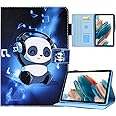 KEROM Case for Galaxy Tab A8 10.5 inch 2022 (Model: SM-X200/X205/X207), PU Leather Folio Stand Protective Cover with Auto Wake/Sleep, Card Slot, Pen Holder for Galaxy Tab A8 10.5 Case - Cute Panda