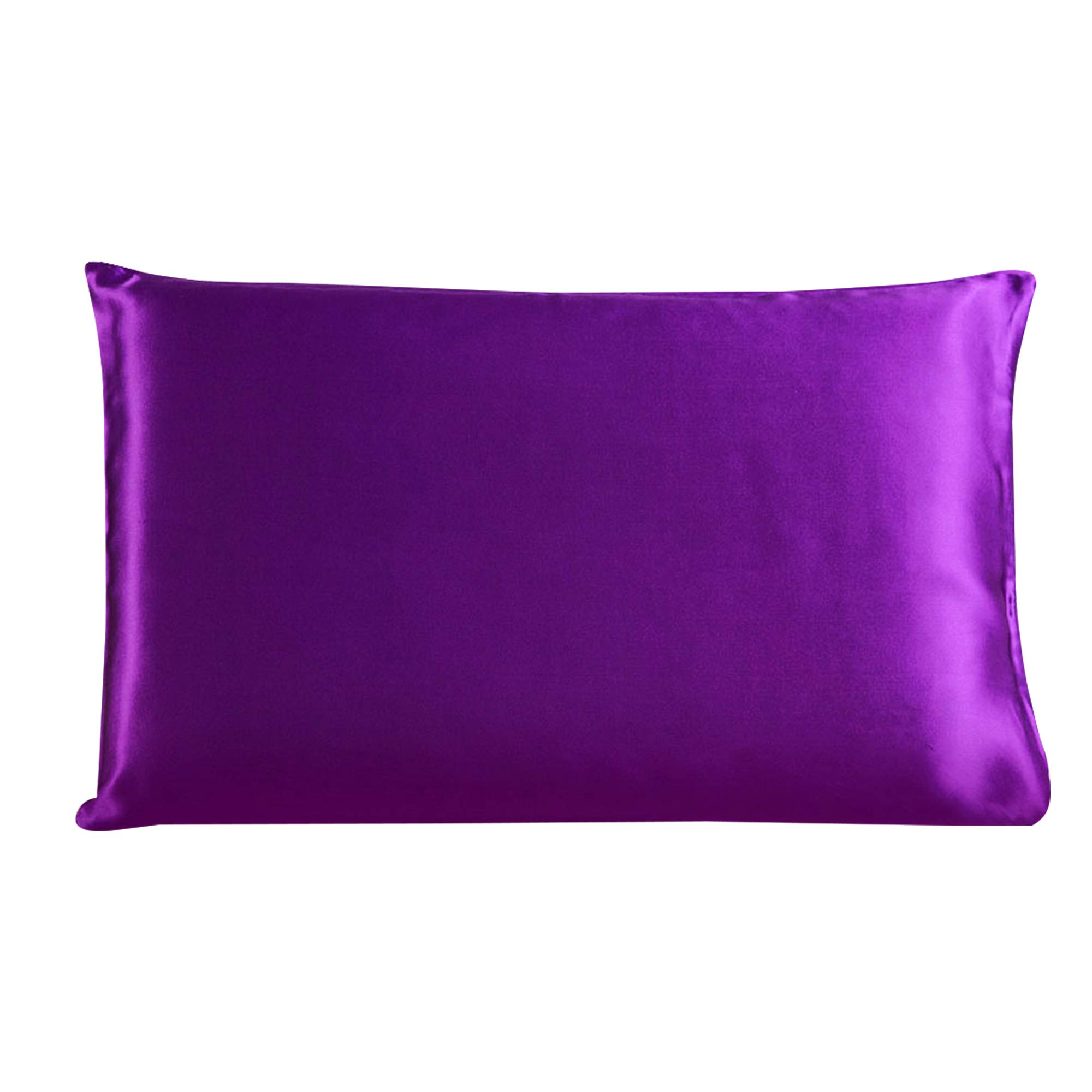 Sourcingmap 100% Pure Mulberry Charmeuse Silk Pillowcase Pillow Case Cover for Hair & Skin 19 Momme 350tc Standard Size 20x26 Inch/51x66cm Purple (1-Piece)