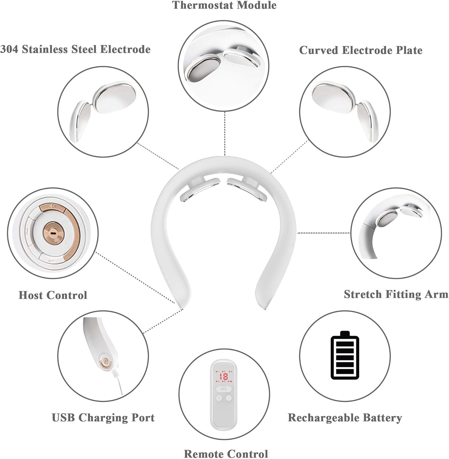 Neck Massager, Intelligent Portable Neck Massage Equipment with Heat, 5 Modes 15 Levels Deep Tissue Trigger Point Massage Use at Office, Travel, Home, Car（Blue）: Health & Personal Care