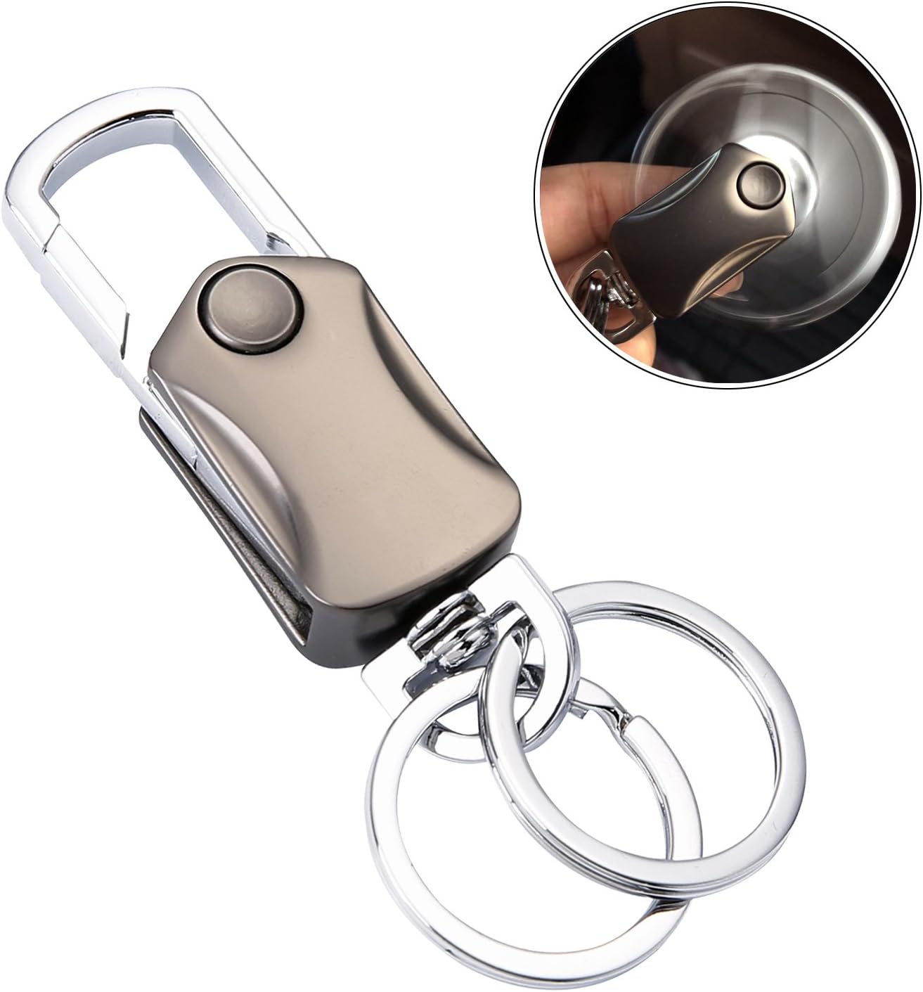 Drvaiky Key Chain with (2 Key Rings and Gift Box) Bottle Opener Car Key Chain for Men and Women (Hand Spinner) (A-Gun)