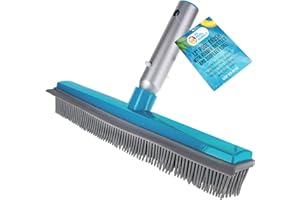 U.S. Pool Supply 13" Pool Brush with Rubber Bristles and Squeegee Edge - Safe for Vinyl Liners, Ideal for Above-Ground Pools,