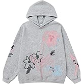 Aelfric Eden Womens Oversized Graphic Hoodies Cartoon Graffiti Print Fleece Hooded Sweatshirt Unisex Long Sleeve Pullover