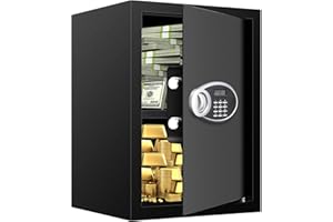 VIDXCVIT 2.3 Cubic Home Safe Fireproof Waterproof, Digital Home Security Safe Box with Programmable Keypad and Spare Keys, Document Safe for Money Firearms Medicine Valuables