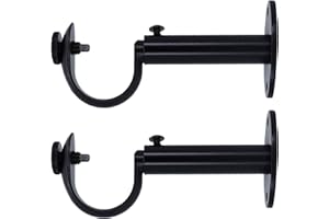 Meriville Set of 2 Black Zinc Curtain Drapery Rod Bracket for 1 1/4" Rod, Adjustable
