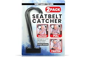 Gearu Seatbelt Catcher Seat Belt Aid Grabber - for Elderly & Disabled, Seatbelt Reacher Tool for Seniors with Back, Shoulder, or Elbow Injury, Easy Reach Mobility & Daily Living Aid, 2 Pack, Black