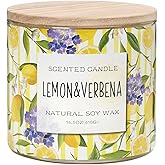 Lemon Candle, Lemon Verbena Scented Candle, Large 3 Wicks Candle, 14 oz