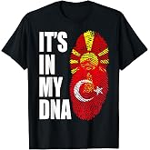 Turkish And Macedonian Mix Heritage DNA Flag T-Shirt