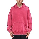 Huzeiwu Mens Oversized Acid Wash Hoodies Heavyweight Vintage Washed Fleece Hoodie Sweatshirt for Men Women Streetwear