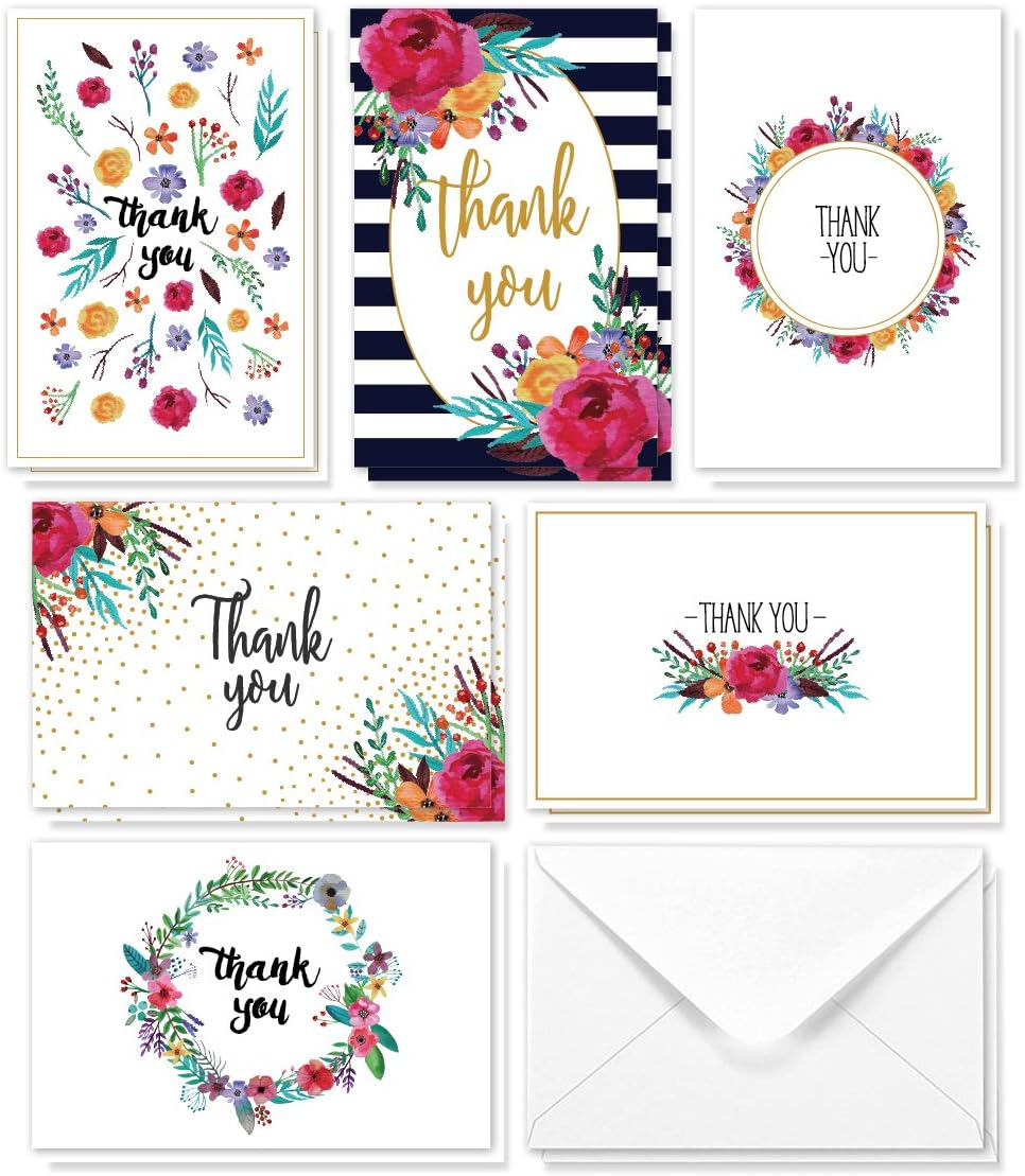 Amazon Com 48 Count Thank You Cards With Envelopes Bulk Notes