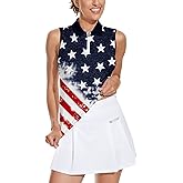 Soneven Women's Sleeveless Golf Top Floral Athletic Golf Wear Moisture Wicking Sleeveless Polo Quick Dry
