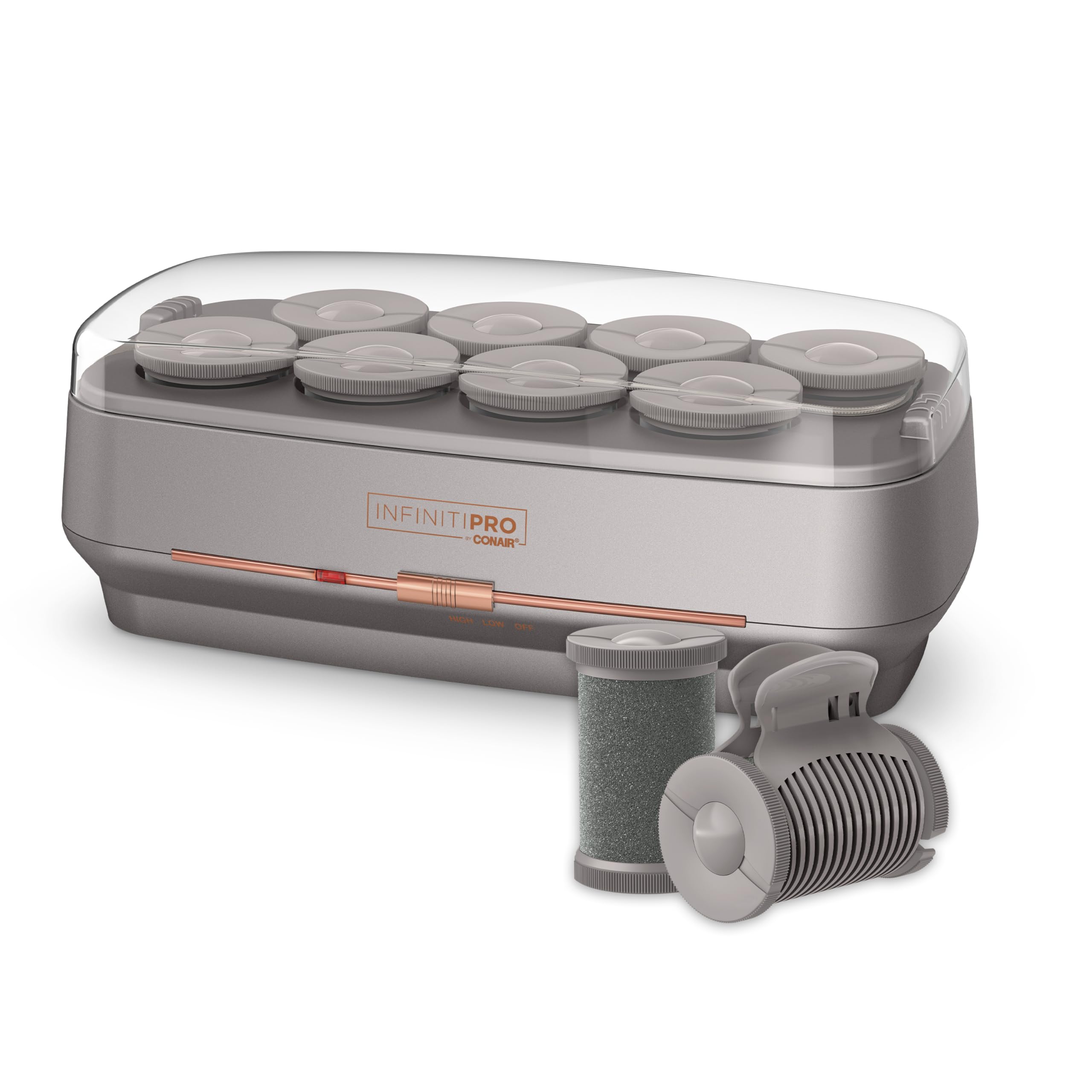 Photo 1 of INFINITIPRO BY CONAIR Ceramic Flocked Hot Rollers for Long, Medium, and All Hair - Hair Curler - Hair Roller Clips Included - 2 inch Rollers