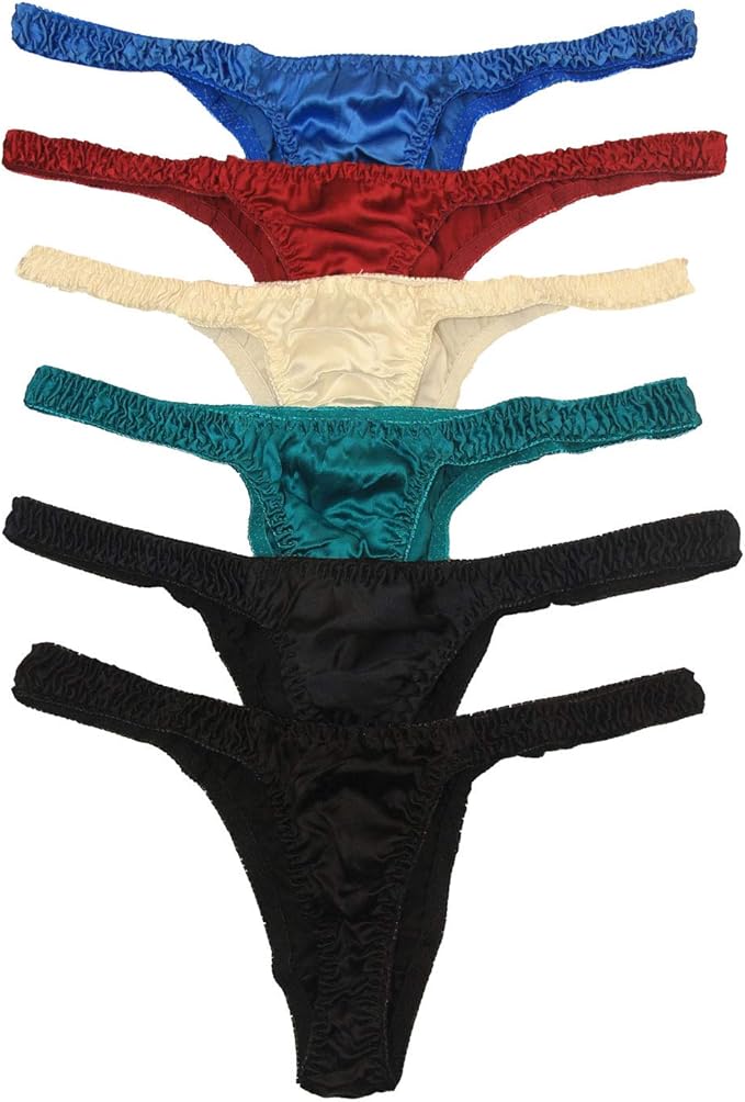 Paradise Silk Women's Pure Silk Thong Panties 6 Pairs in One Economic
