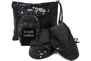 Silky Toes Women's Foldable Sequin Shoes Dressy Ballet Flats Roll Up Slipper Shoe with Matching Carrying Pouch